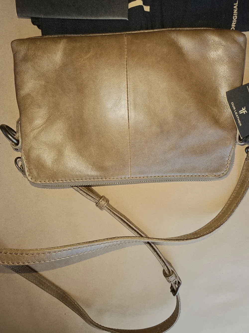 FRYE Melissa Crossbody Wristlet Leather Bag Khaki Brown